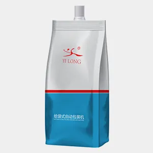 Máquina rotativa continua de llenado y tapado de bolsas con boquilla