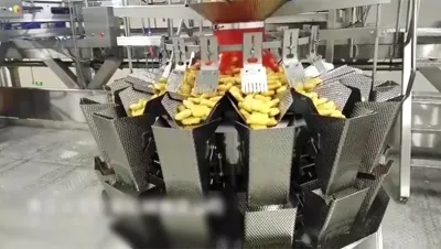 Envasado de pollo tipo popcorn congelado